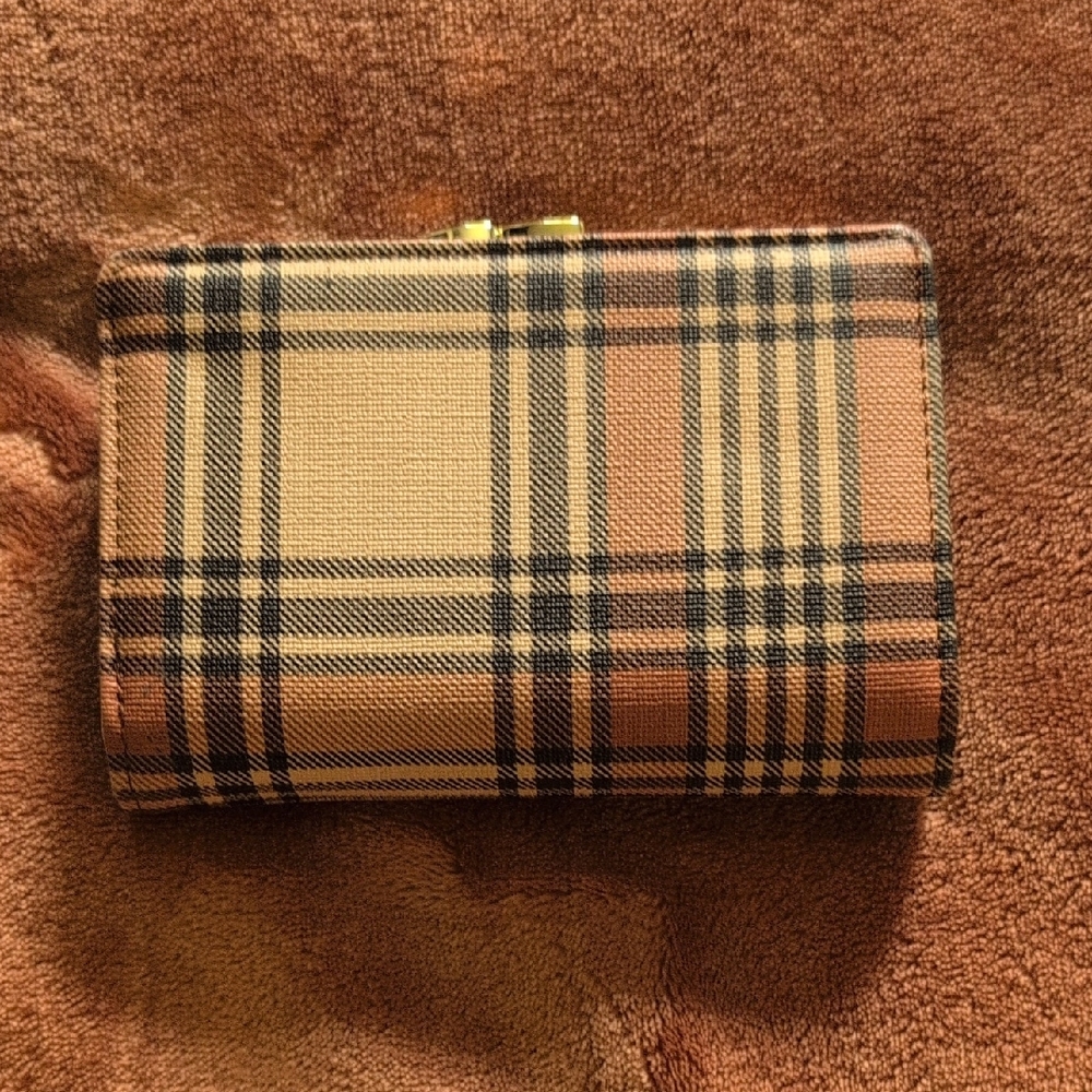 Plaid Wallet in Brown and Black